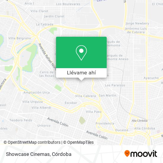 Mapa de Showcase Cinemas