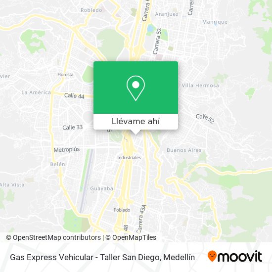Mapa de Gas Express Vehicular - Taller San Diego