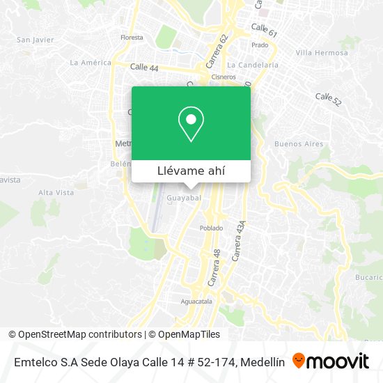 Mapa de Emtelco S.A Sede Olaya Calle 14 # 52-174