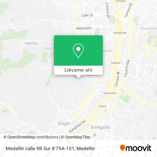 Mapa de Medellín calle 9B Sur # 79A-101