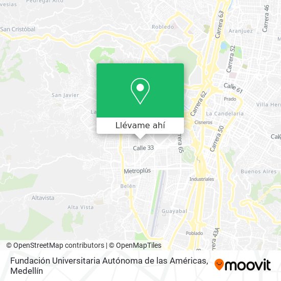 Mapa de Fundación Universitaria Autónoma de las Américas
