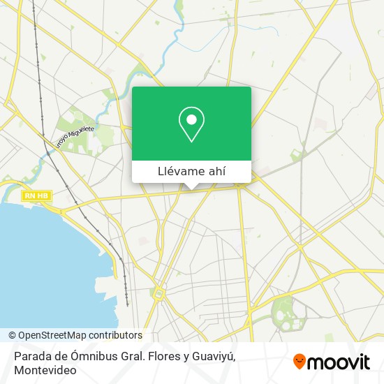 Mapa de Parada de Ómnibus Gral. Flores y Guaviyú