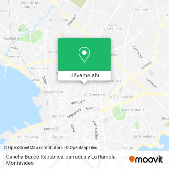 Mapa de Cancha Banco Republica, barradas y La Rambla
