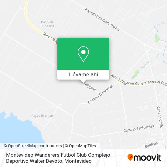 Mapa de Montevideo Wanderers Fútbol Club Complejo Deportivo Walter Devoto
