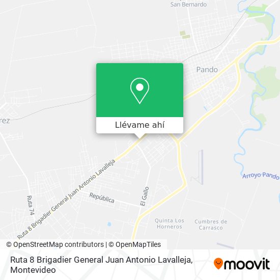 Mapa de Ruta 8 Brigadier General Juan Antonio Lavalleja