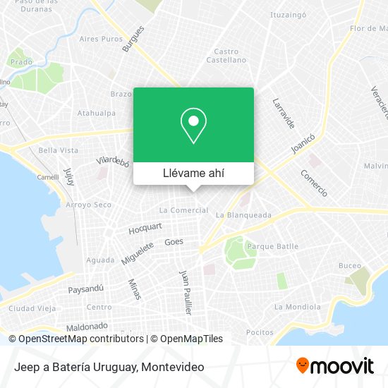 Mapa de Jeep a Batería Uruguay