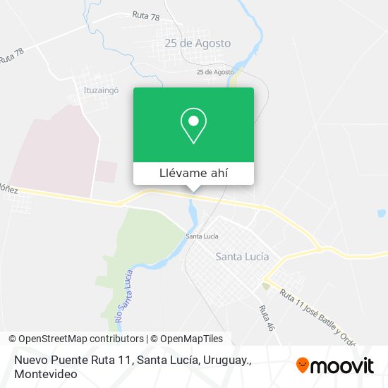 Mapa de Nuevo Puente Ruta 11, Santa Lucía, Uruguay.