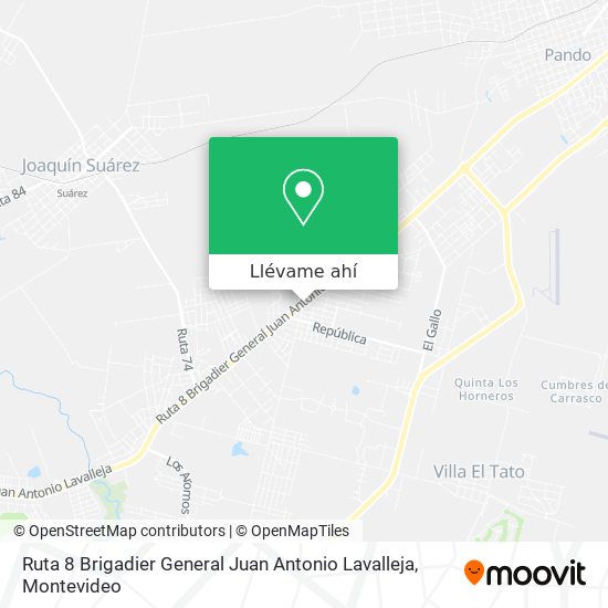 Mapa de Ruta 8 Brigadier General Juan Antonio Lavalleja