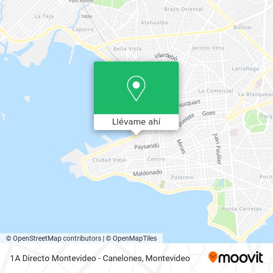 Mapa de 1A Directo Montevideo - Canelones
