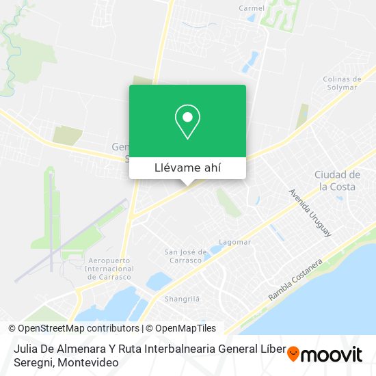 Mapa de Julia De Almenara Y Ruta Interbalnearia General Líber Seregni