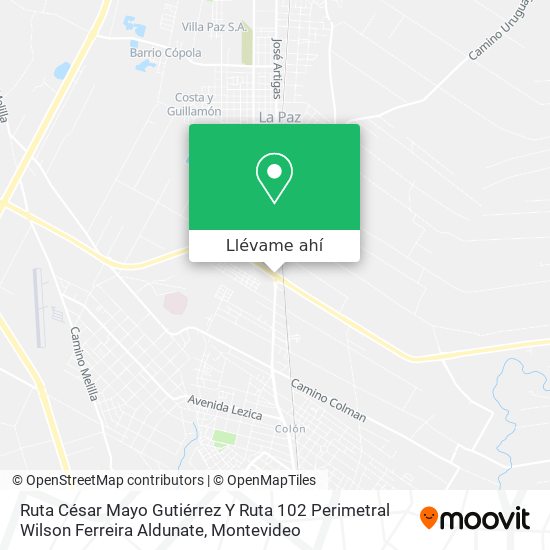 Mapa de Ruta César Mayo Gutiérrez Y Ruta 102 Perimetral Wilson Ferreira Aldunate