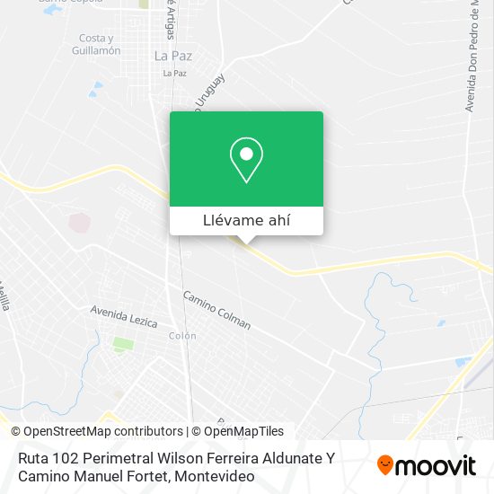 Mapa de Ruta 102 Perimetral Wilson Ferreira Aldunate Y Camino Manuel Fortet