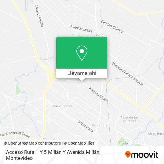 Mapa de Acceso Ruta 1 Y 5 Millán Y Avenida Millán