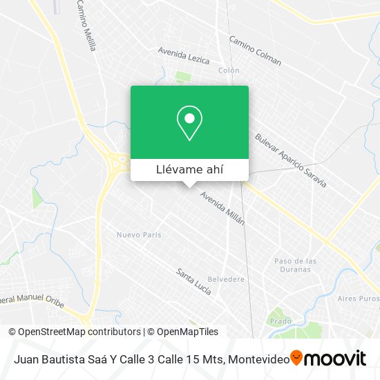 Mapa de Juan Bautista Saá Y Calle 3 Calle 15 Mts