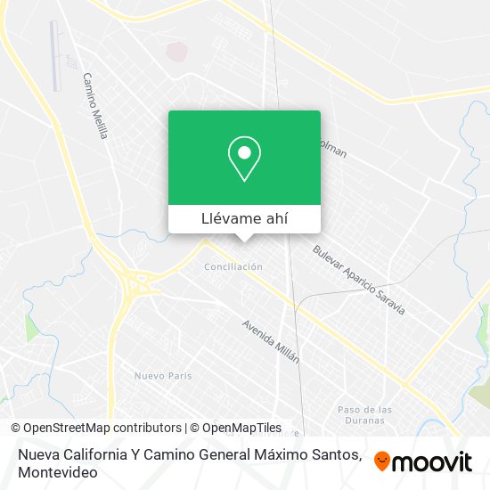 Mapa de Nueva California Y Camino General Máximo Santos