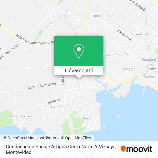 Mapa de Continuación Pasaje Artigas Cerro Norte Y Vizcaya