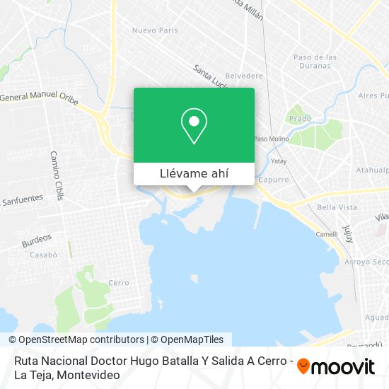 Mapa de Ruta Nacional Doctor Hugo Batalla Y Salida A Cerro - La Teja