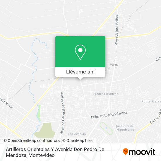 Mapa de Artilleros Orientales Y Avenida Don Pedro De Mendoza