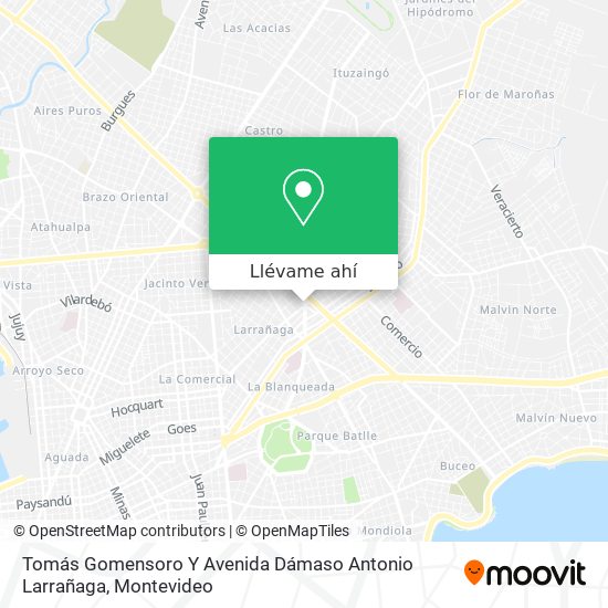 Mapa de Tomás Gomensoro Y Avenida Dámaso Antonio Larrañaga