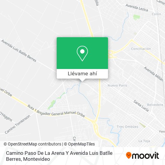 Mapa de Camino Paso De La Arena Y Avenida Luis Batlle Berres