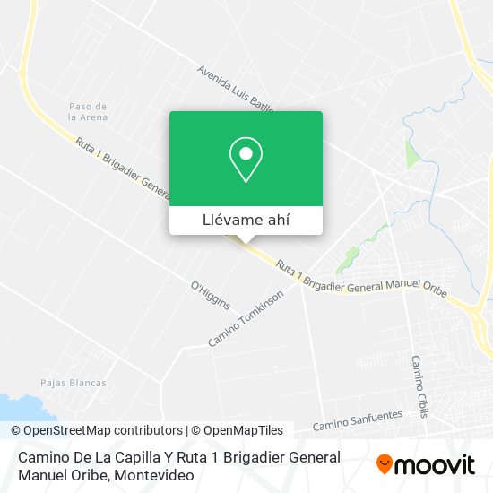 Mapa de Camino De La Capilla Y Ruta 1 Brigadier General Manuel Oribe