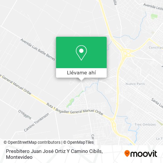 Mapa de Presbítero Juan José Ortiz Y Camino Cibils