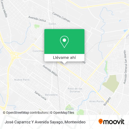 Mapa de José Caparroz Y Avenida Sayago