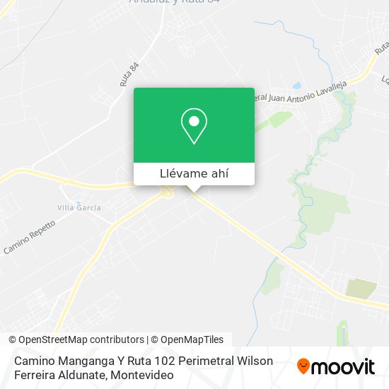 Mapa de Camino Manganga Y Ruta 102 Perimetral Wilson Ferreira Aldunate