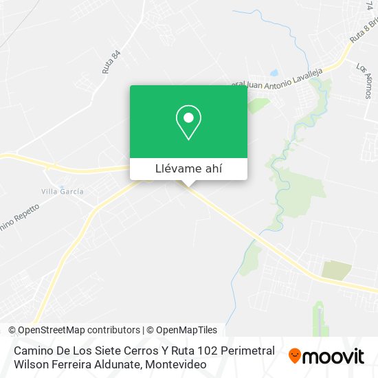 Mapa de Camino De Los Siete Cerros Y Ruta 102 Perimetral Wilson Ferreira Aldunate