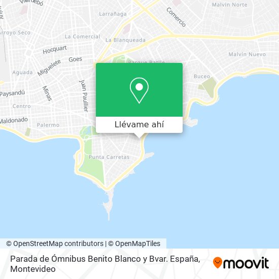 Mapa de Parada de Ómnibus Benito Blanco y Bvar. España