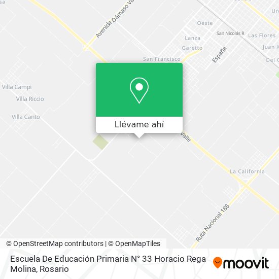 Mapa de Escuela De Educación Primaria N° 33 Horacio Rega Molina