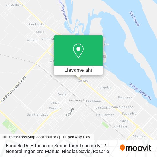 Mapa de Escuela De Educación Secundaria Técnica N° 2 General Ingeniero Manuel Nicolás Savio