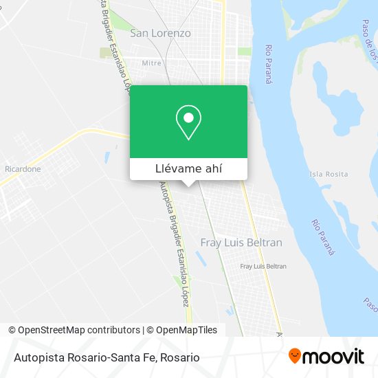 Mapa de Autopista Rosario-Santa Fe