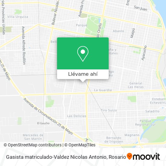 Mapa de Gasista matriculado-Valdez Nicolas Antonio