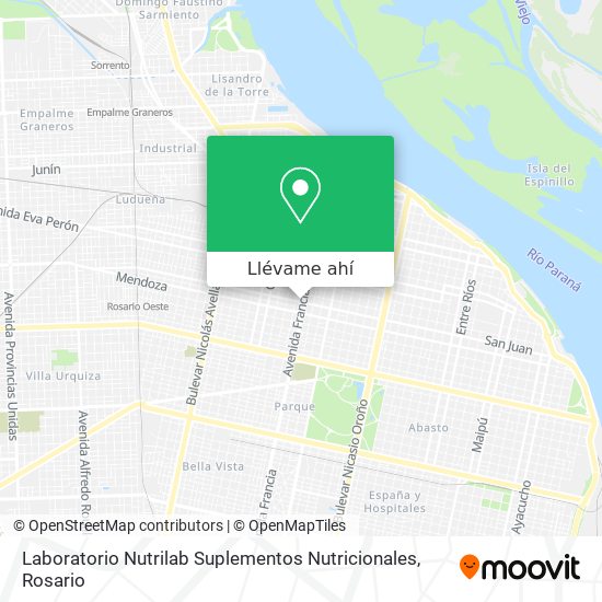 Mapa de Laboratorio Nutrilab Suplementos Nutricionales