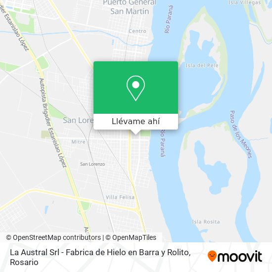 canal Dormitorio Retirado Cómo llegar a La Austral Srl - Fabrica de Hielo en Barra y Rolito en San  Lorenzo en Colectivo o Tren?
