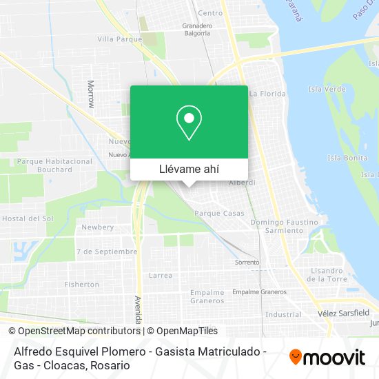 Mapa de Alfredo Esquivel Plomero - Gasista Matriculado - Gas - Cloacas
