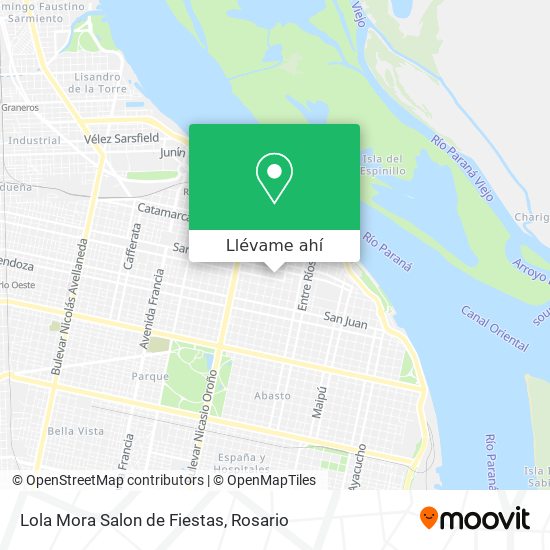 Mapa de Lola Mora Salon de Fiestas