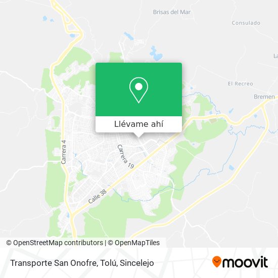 Mapa de Transporte San Onofre, Tolú