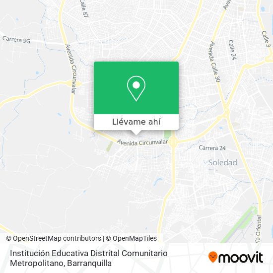 Mapa de Institución Educativa Distrital Comunitario Metropolitano