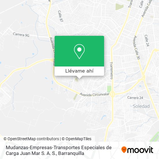 Mapa de Mudanzas-Empresas-Transportes Especiales de Carga Juan Mar S. A. S.
