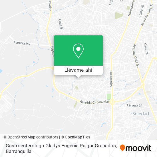 Mapa de Gastroenterólogo Gladys Eugenia Pulgar Granados