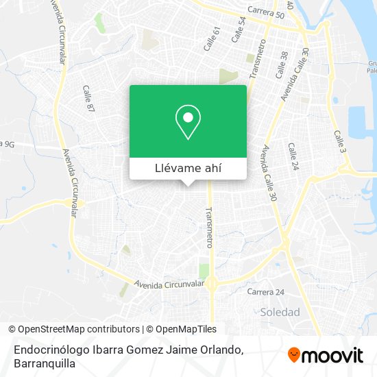 Mapa de Endocrinólogo Ibarra Gomez Jaime Orlando