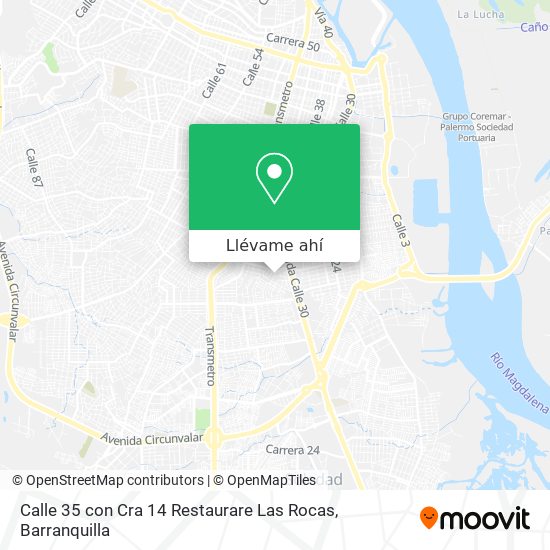 Mapa de Calle 35 con Cra 14 Restaurare Las Rocas