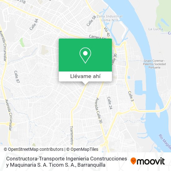 Mapa de Constructora-Transporte Ingenieria Construcciones y Maquinaria S. A. Ticom S. A.