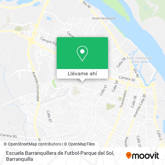 Mapa de Escuela Barranquillera de Futbol-Parque del Sol