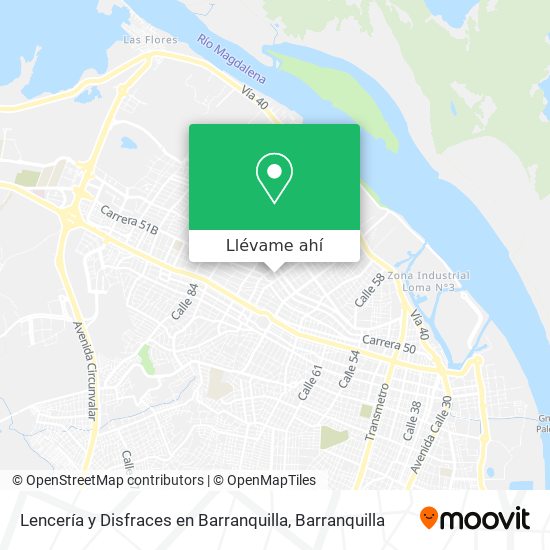 Mapa de Lencería y Disfraces en Barranquilla