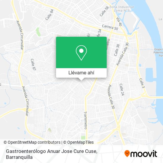 Mapa de Gastroenterólogo Anuar Jose Cure Cuse