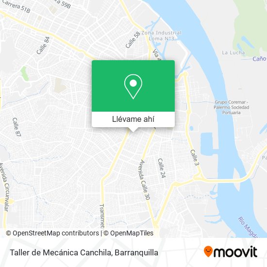 Mapa de Taller de Mecánica Canchila