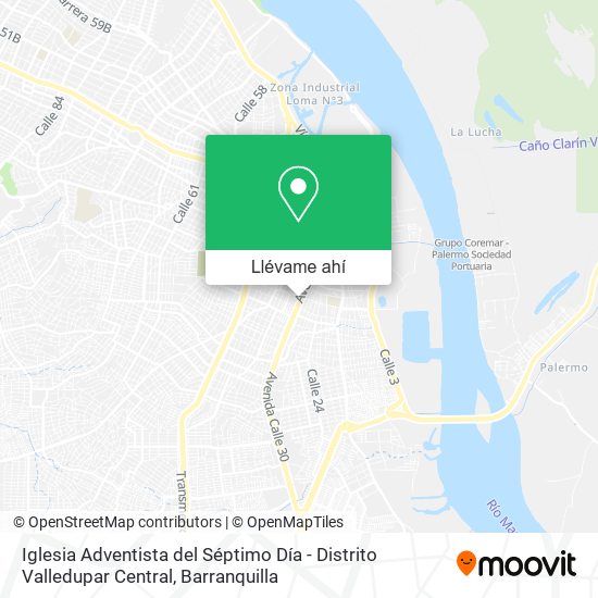 Mapa de Iglesia Adventista del Séptimo Día - Distrito Valledupar Central